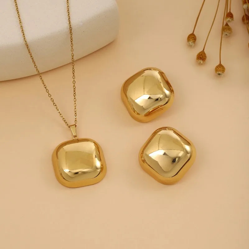 Fashion Alloy Jewellery Sets for Women Exquisite Irregular Luxury Creative Polygonal Geometry Flower Love Earrings Necklace Set