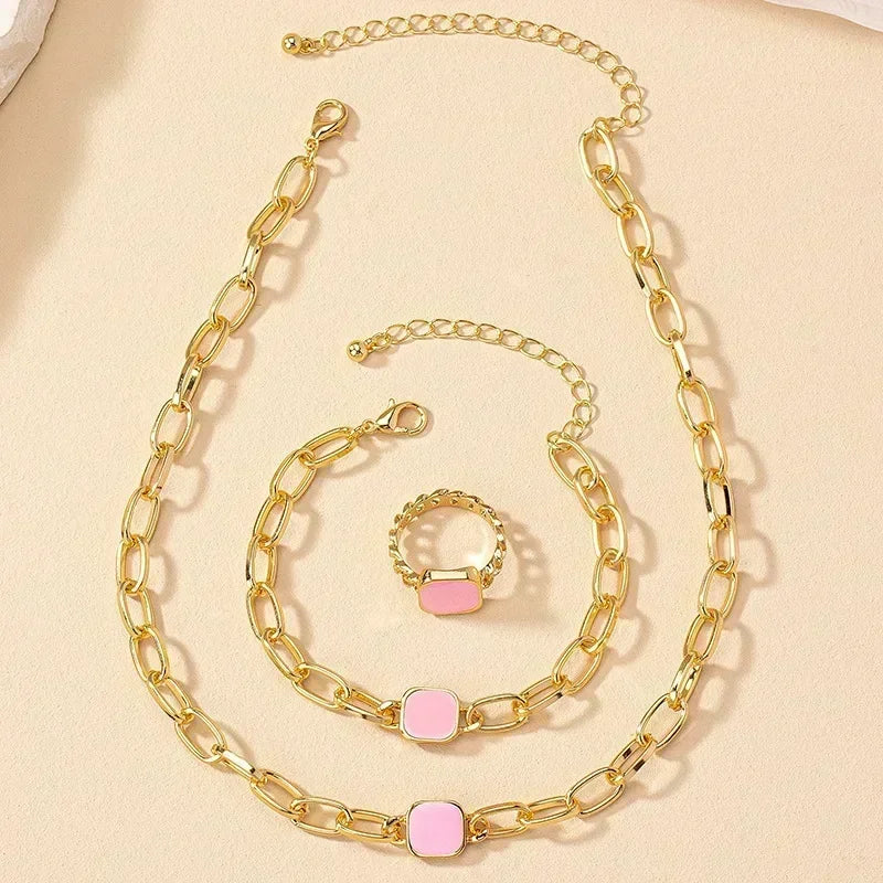 4 PCS Irregular Pearls Jewelry Set Korean Pearl Pendant Choker Stud Earring Rings for Women Classic Bracelet Wedding Jewelry