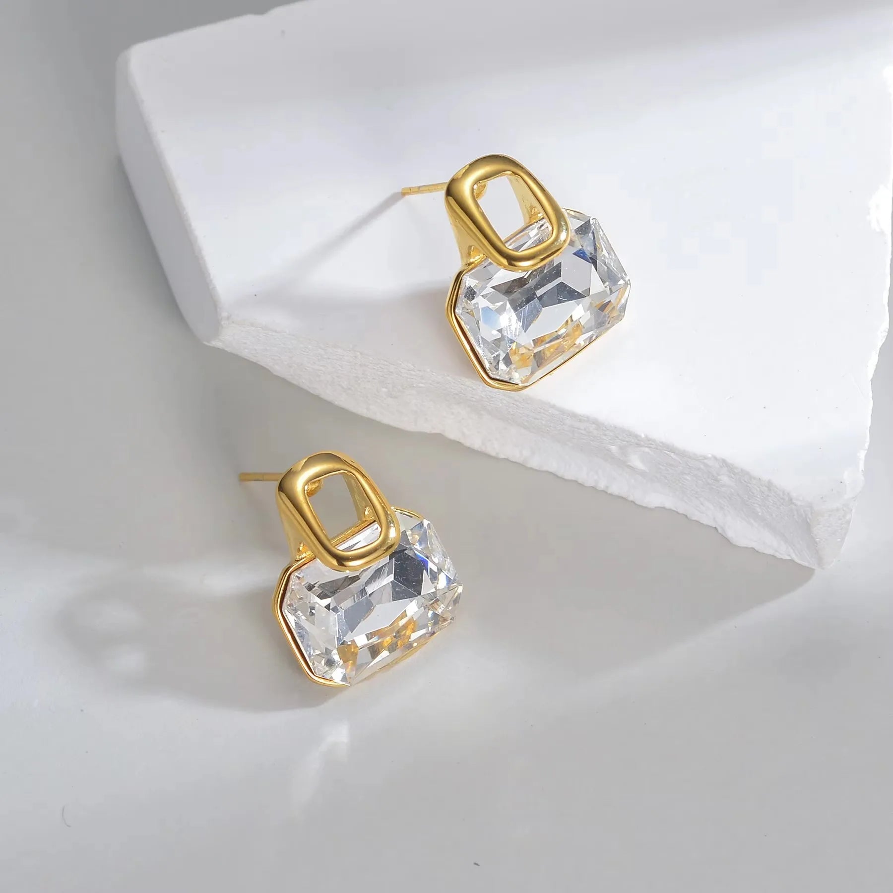 Trendy Fashion Stainless Steel Round Natural Stone Stud Earrings Necklace For Women Choker Jewelry Set Valentine's Day Gifts